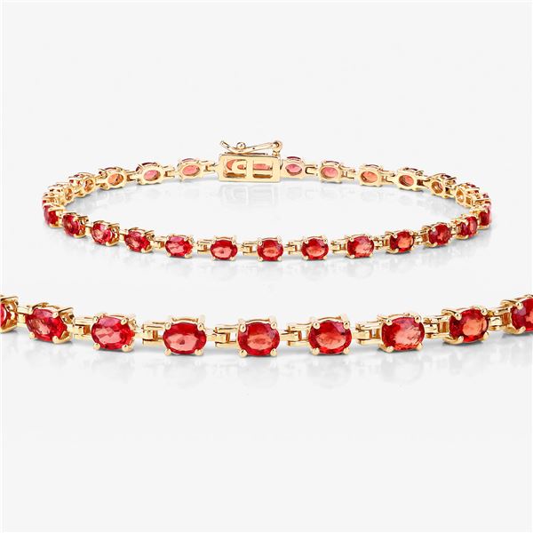 Fiery, Round, Orange Sapphire Eternity Bracelet