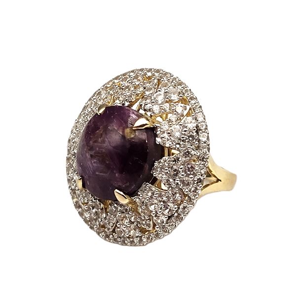 Star Ruby and White Sapphire Certified Statement Ring