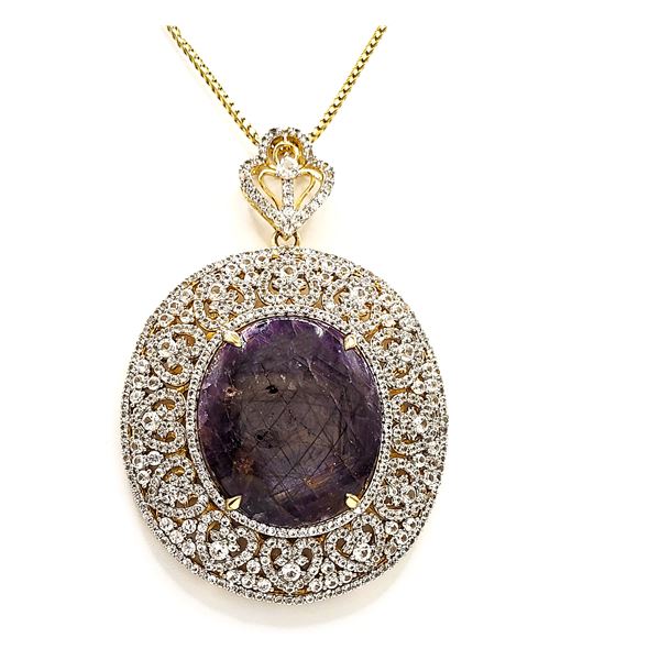 Genuine Ruby and White Sapphire Glam Necklace WOW