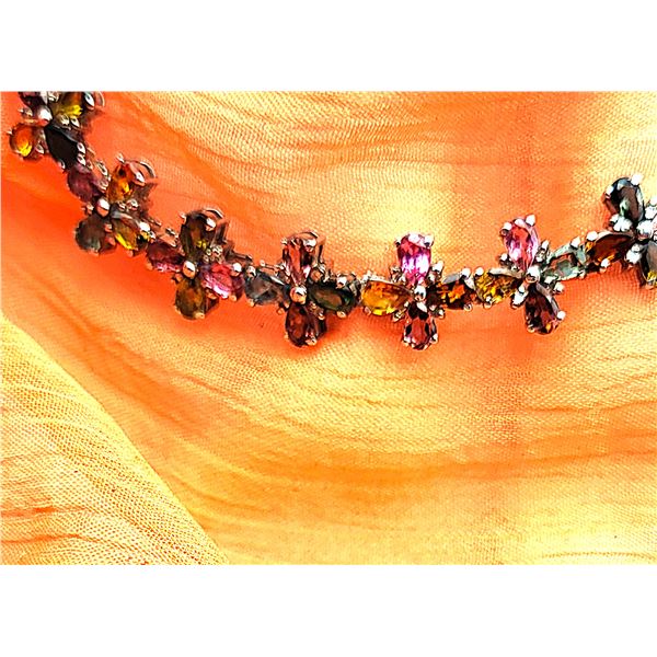 Colorful Tourmaline and Diamond Riviere Necklace