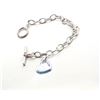 Image 3 : Sterling Silver Toggle Bracelet with Heart Dangle Tag