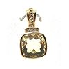 Image 2 : 14K Yellow Gold Lemon Quartz and Diamond Pendant