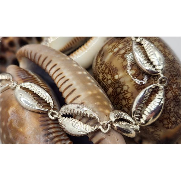Sterling Silver Cowrie Shell Link Bracelet
