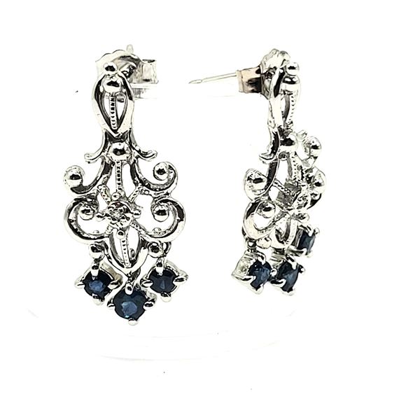 Blue Sapphire Chandelier Earrings Diamond Accent