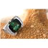 Image 2 : Glamorous Green Tourmaline and Pave Diamond Ring