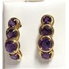 Image 3 : Graduating and Curved Genuine Amethyst Earrings