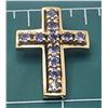 Image 8 : 14K Yellow Gold Cross with Genuine Tanzanite