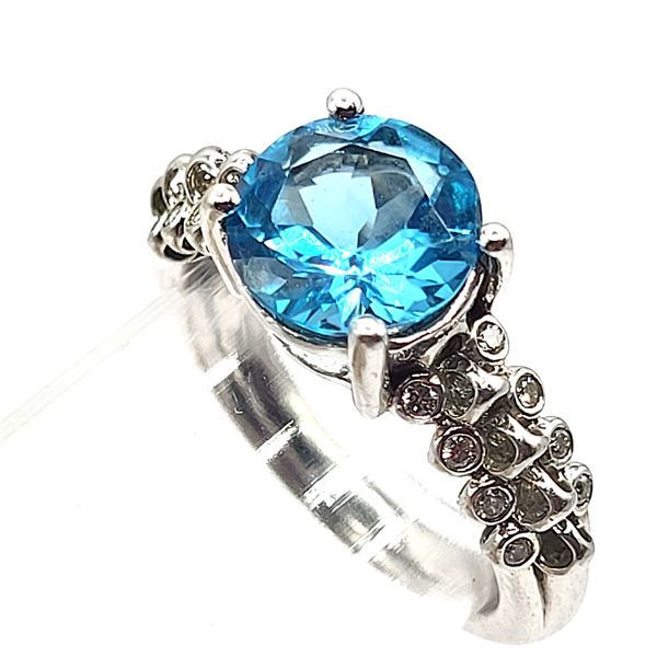 Di Modolo Swiss Blue Topaz & Diamond ICONA Ring