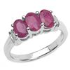Image 1 : Sterling Silver and Genuine Ruby Three Stone RIng