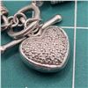 Image 6 : Sterling Silver Toggle Bracelet with Dangling Pave' Diamond Heart
