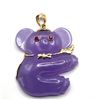 Image 1 : Lavender Jade Koala Bear Pendant with Ruby Eyes
