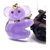 Image 2 : Lavender Jade Koala Bear Pendant with Ruby Eyes