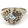 Image 2 : Square-Cut Sky Blue Topaz Customized Ring .925
