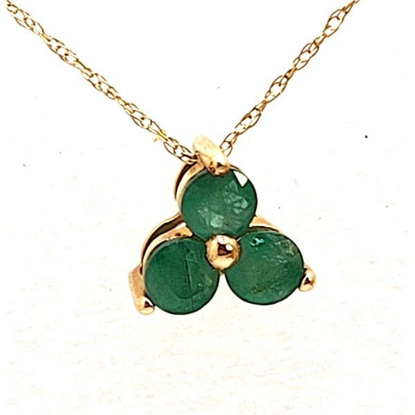 Genuine Emerald Clover Necklace Signed CID, Clyde Duneier Inc