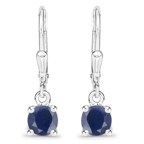 Genuine Blue Sapphire Dangling Earrings .925
