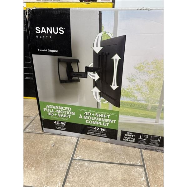 SANUS ADVANCED 42"-90" FULL MOTION TV WALL MOUNT, RETAIL $439