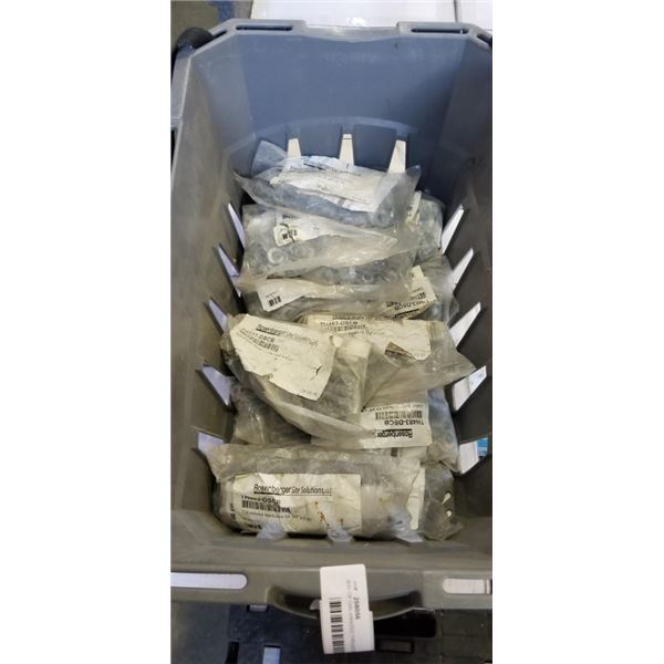BIN OF GALVANIZED THREADED RODS WITH NUTS AND WASHERS