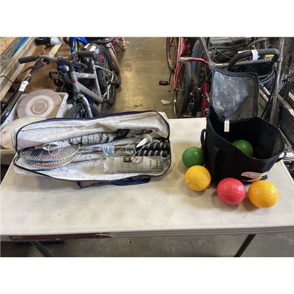BADMINTON SET AND BOCCE BALL SET