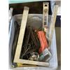 Image 2 : TWO TOTES OF VARIOUS DRYWALL TOOLS AND MORE