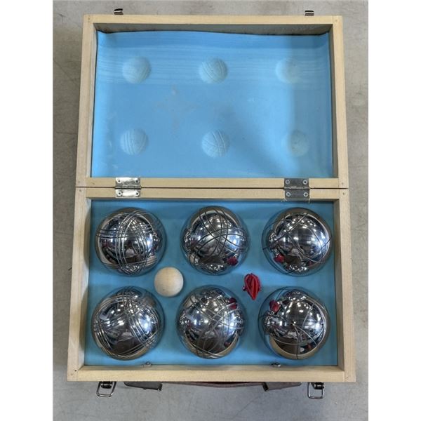NEW WOOD CASED BOCCE BALL SET