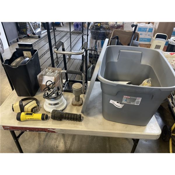PAPER SHREDDER AND TOTE WITH ASSORTED HARDWARE AND SHOP SUPPLY