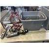 Image 1 : TOTE OF POWER BARS, EXTENSION CORDS, AND HUSKY WORKLIGHT