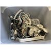 Image 2 : TOTE OF POWER BARS, EXTENSION CORDS, AND HUSKY WORKLIGHT