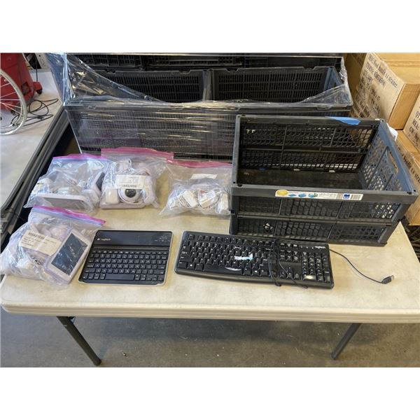 LOT OF HUBBLE BABY MONJITOR SETS, STORE RETURNS, KEYBOARDS AND FOLDING CRATE