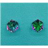 Image 1 : STERLING SILVER GREEN CRYSTAL CUBE STYLE EARRINGS, RETAIL $100.00.