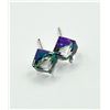 Image 2 : STERLING SILVER GREEN CRYSTAL CUBE STYLE EARRINGS, RETAIL $100.00.