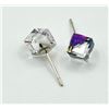Image 3 : STERLING SILVER GREEN CRYSTAL CUBE STYLE EARRINGS, RETAIL $100.00.