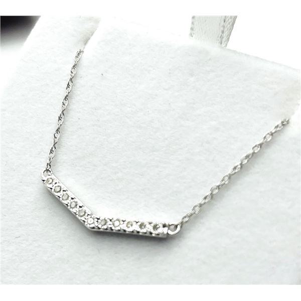 STERLING SILVER NATURAL DIAMOND (0.10CT) NECKLACE, W/A $300.00. DIAMOND IS THE BIRTHSTONE FOR APRIL.