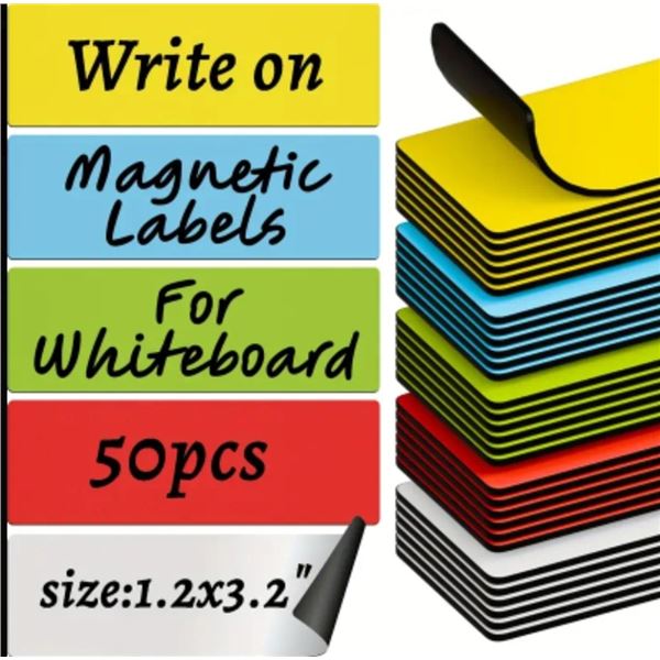WATERPROOF WRITABLE WHITEBOARD TAGS WITH COLORED BORDERS,200 SHEETS MULTICOLOR LINED STICKY NOTES - 