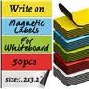 Image 1 : WATERPROOF WRITABLE WHITEBOARD TAGS WITH COLORED BORDERS,200 SHEETS MULTICOLOR LINED STICKY NOTES - 