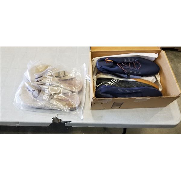 SOCCER COURT SHOES SIZE 8, WATER SHOES SIZE 43 AND CLOSED TOE SANDALS SIZE 41