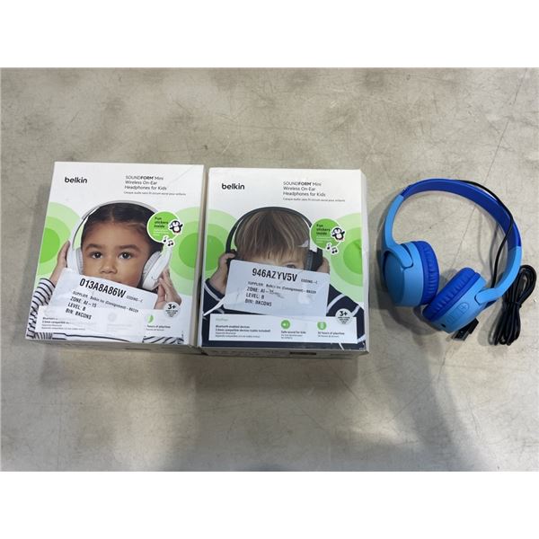 BELKIN SOUNDFORM ADAPT WIRELESS OVER EAR HEADSET AND 2 MINI HEADPHONES FOR KIDS