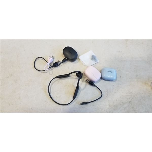 4 PAIRS OF SUDIO BLUETOOTH WIRELESS EARPHONES, INCLUDING OPEN EAR BONE CONDUCTION