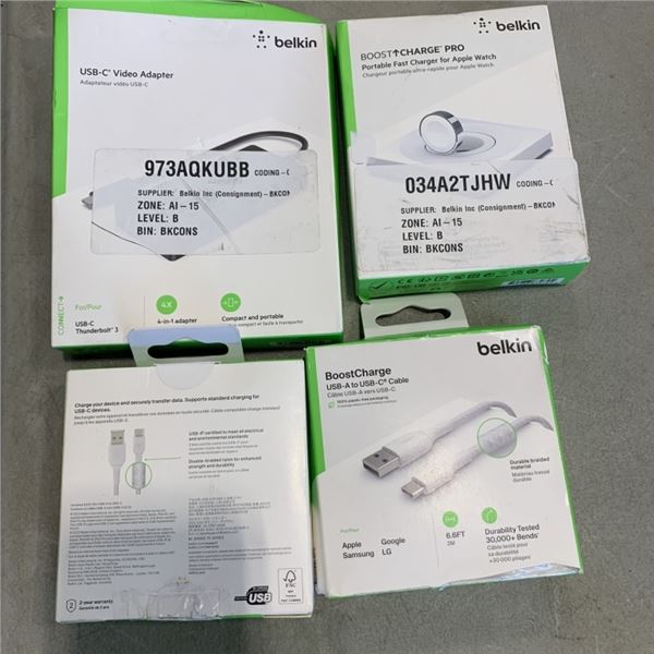 BELKIN BOOST CHARGE PRO PORTABLE FAST CHARGER FOR APPLE WATCH, USB-C VIDEO ADAPTER, LIGHTNING TO USB