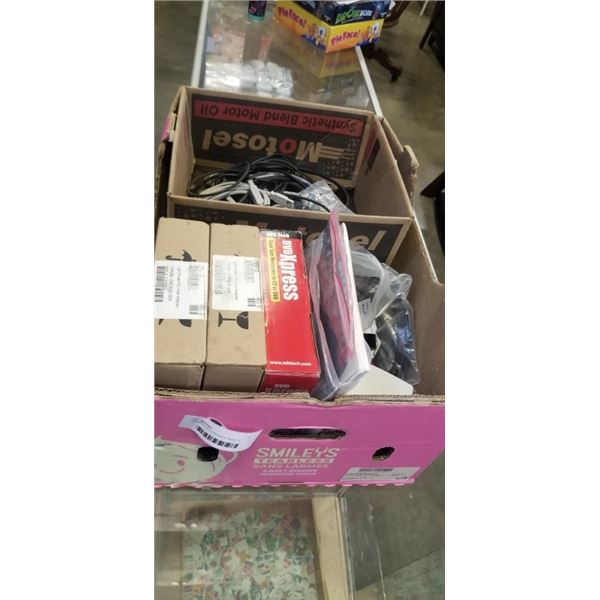 ASSORTED ELECTRONICS, APPLE TV, CORDS AND ADAPTORS