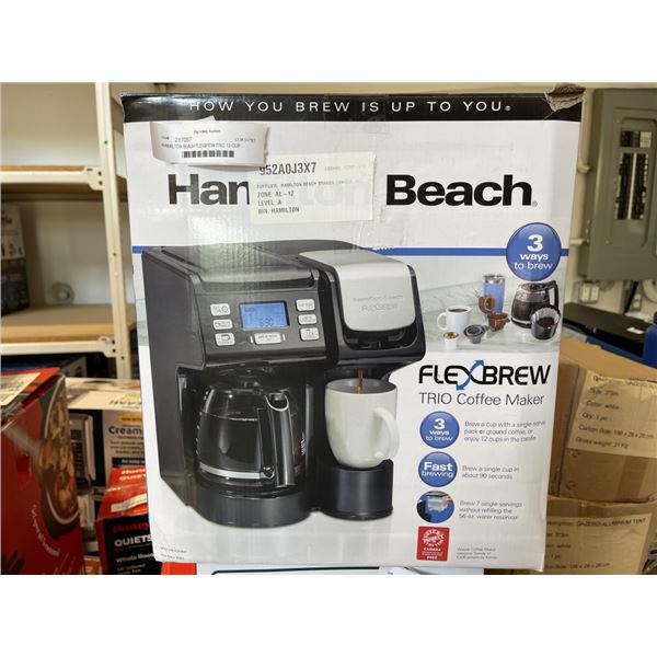 HAMILTON BEACH FLEXBREW TRIO 12-CUP COFFEE MAKER - TESTED WORKING, RETAIL $119