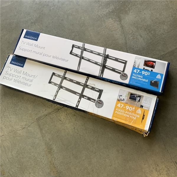 2 INSIGNIA TV WALL MOUNTS 47"-90" TILTING AND 47"-90" FIXED - TOTAL RETAIL $158