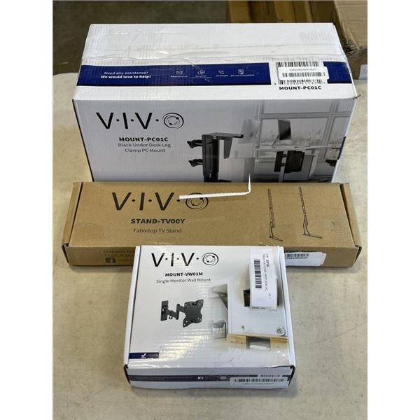 TABLE TOP TV STAND, UNDER DESK PC MOUNT AND TV WALL MOUNT