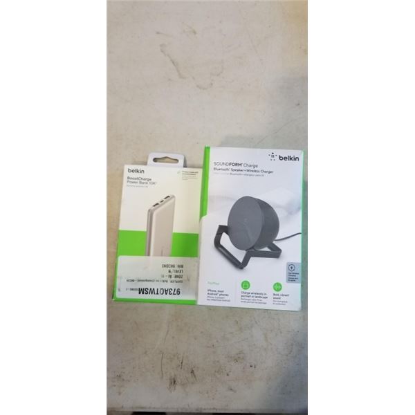 BELKIN SOUNDFORM CHARGE BLUETOOTH SPEAKER AND WIRELESS CHARGER, AND BELKIN BOOSTCHARGE POWER BANK 10