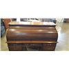 Image 3 : OAK ROLL TOP DESK, ORIGINAL BRASS HARDWARE, WITH KEYS