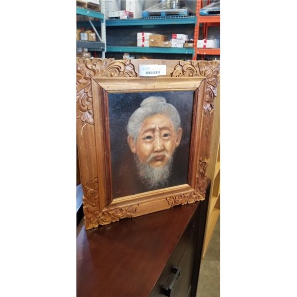 ANTIQUE WOOD FRAMED OIL ON CANVAS PORTRAIT