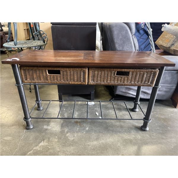 CONSOLE TABLE WITH 2 RATTAN DRAWERS