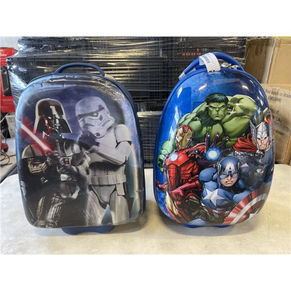 2 KIDS ROLLING SUITCASES, STAR WARS AND AVENGERS