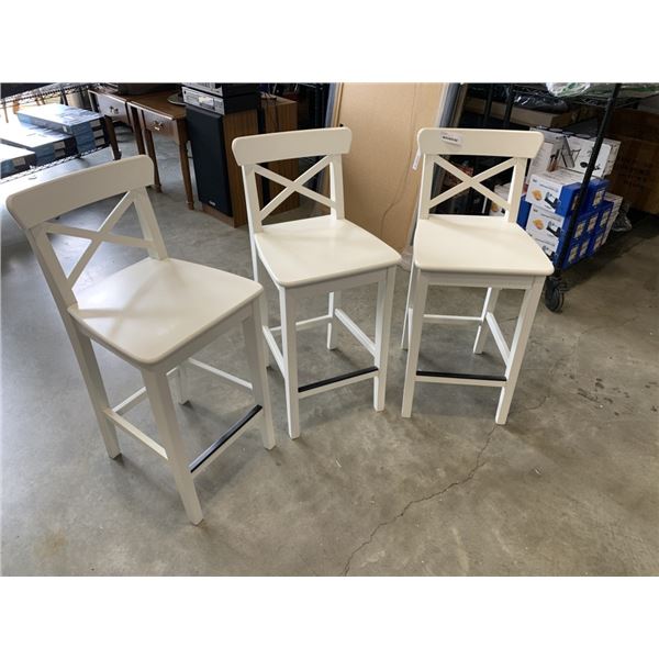 3 IKEA WHITE BAR STOOLS