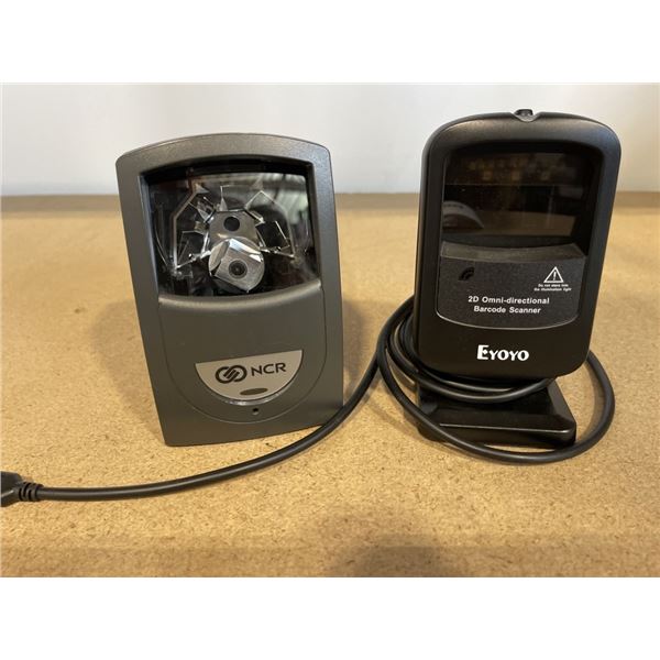 2 BARCODE SCANNERS, NCR MODEL 1000 AND EYOYO MODEL EY-2200, ONLY ONE CABLE