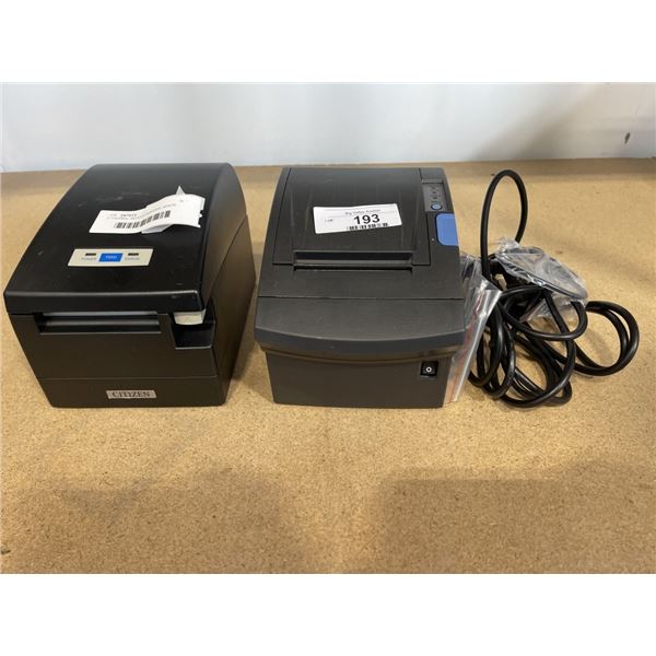 2 THERMAL RECEIPT PRINTERS, SENOR TECH MODELGTP-2590 AND CITIZEN CT-S2000, ONLY 1 POWER ADAPTER